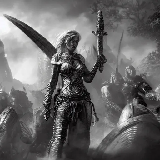 Image similar to valkyries and vikings, intricate detail, royo, vallejo, frazetta, giger, whealan, hd, unreal engine,