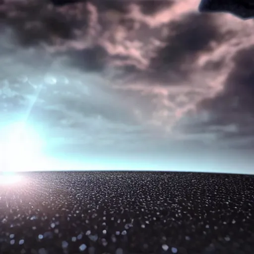 Image similar to dark solar eclipse very far away, highly detailed, photorealistic shot, bright studio setting, studio lighting, crisp quality and light reflections, unreal engine 5 quality render