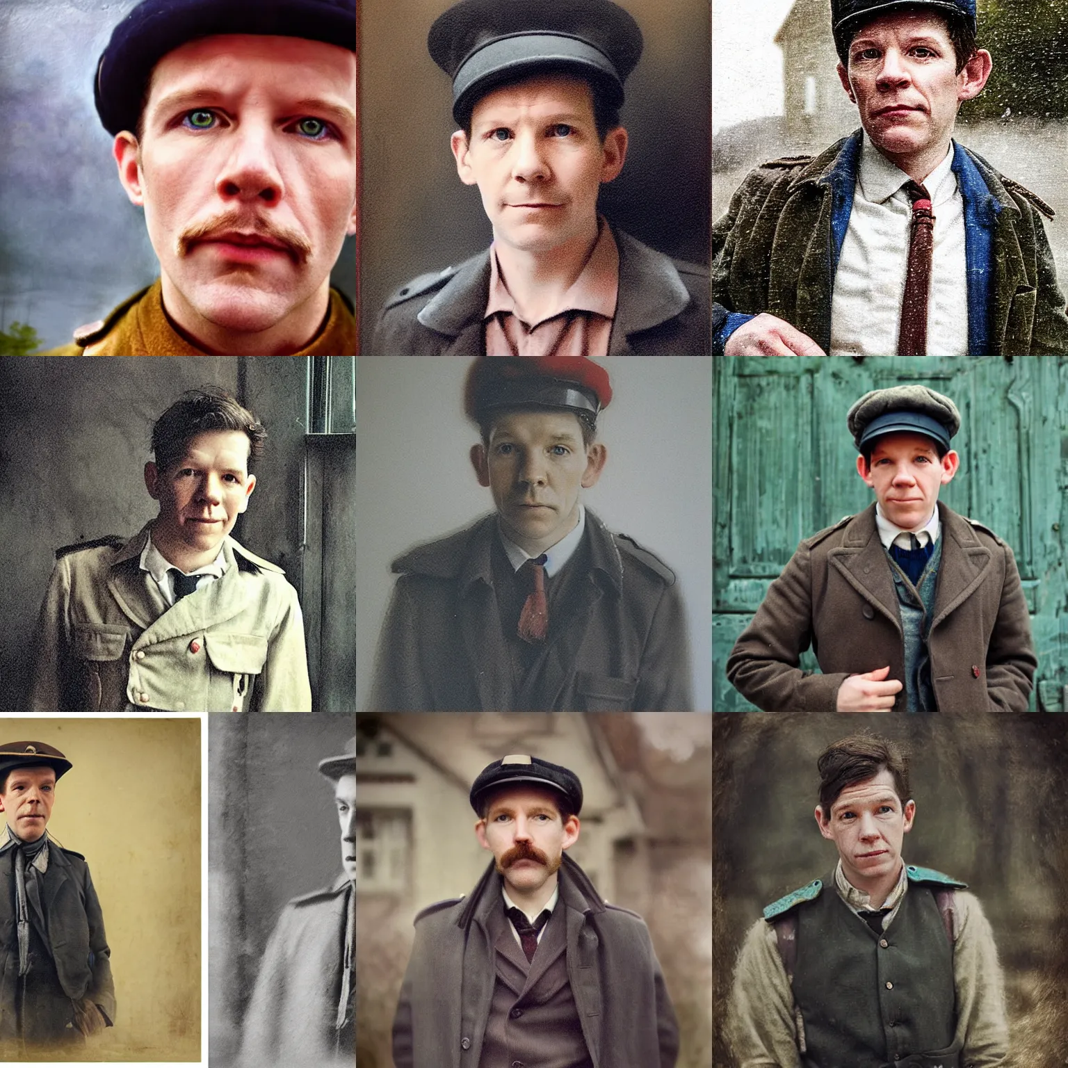 Prompt: thirtysomething years old lee evans as a ( ( ( sad ) ) ), quirky eastern european 1 9 th century postman. detailed soft focus natural lights, portrait by anastasia pollard