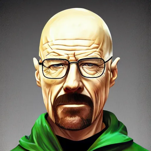 Image similar to walter white as gordon freeman wearing the hev suit, digital painting, game concept art