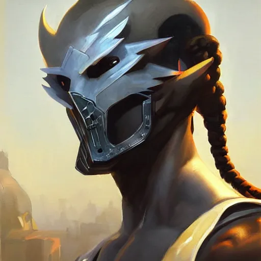 Image similar to greg manchess portrait painting of smoke from mortal kombat as overwatch character, medium shot, asymmetrical, profile picture, organic painting, sunny day, matte painting, bold shapes, hard edges, street art, trending on artstation, by huang guangjian and gil elvgren and sachin teng