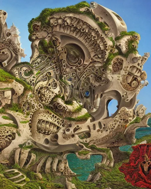 Image similar to conversano apulia by roger dean, biomechanical, 4 k, hyper detailed