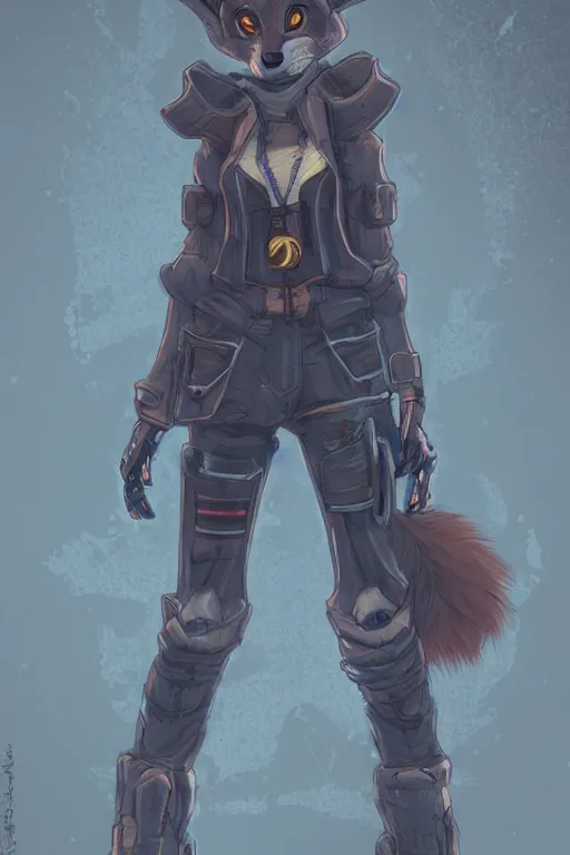 Image similar to a fox fursona, trending on artstation, by kawacy, furry art, digital art, cyberpunk, high quality