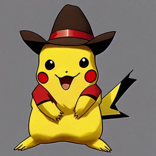 Prompt: pikachu as a cowboy, trending on deviantart