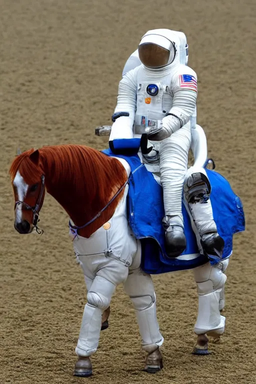 Image similar to horse in astronaut suit riding horse