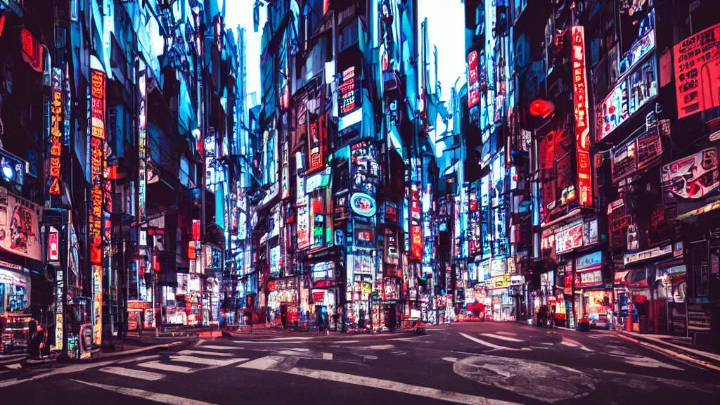 Image similar to early morning in cyber punk tokyo