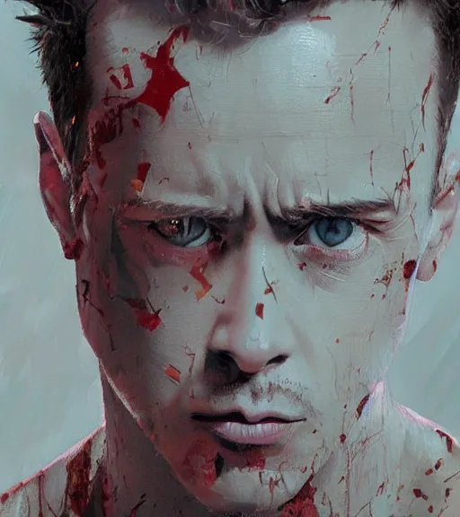 Prompt: high quality high detail painting by alberto mielgo and jaime jones, fight club, cinematic, hd