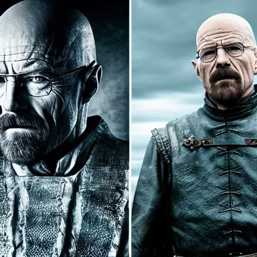 Image similar to walter white dresses like a knight from game of thrones, cinematic, highly - detailed, 8 k, hbo, game of thrones, realistic