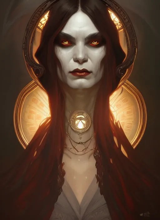 Image similar to symmetry!! portrait of female sinister hades, mithology, intricate, highly detailed, dynamic lighting, digital art, digital painting, artstation, wlop, sharp focus, illustration, art by artgerm and greg rutkowski and alphonse mucha, 8 k