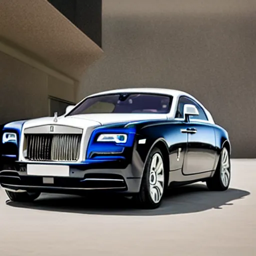 Image similar to rolls royce wraith with jet engine attached driven by muscular balding man