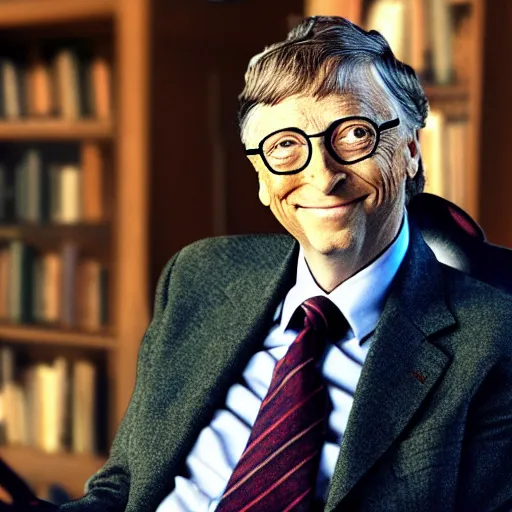 Prompt: Bill Gates as Harry Potter, 4k