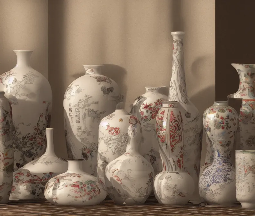 Prompt: Still life photo studio, porcelain chinese vase, unreal engine, highly detailed