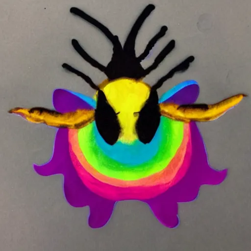 Image similar to photo of a hybrid between a bee and a rainbow unicorn