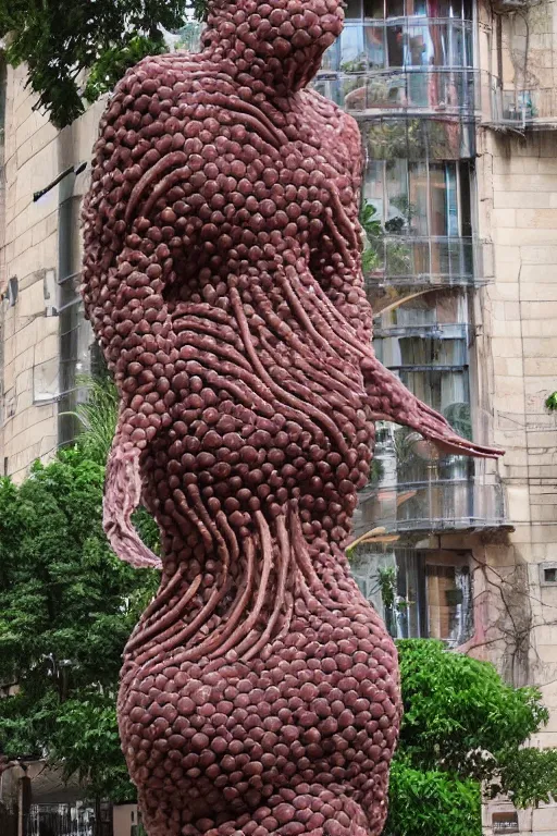 Image similar to A human placenta sculpture designed by Gaudí