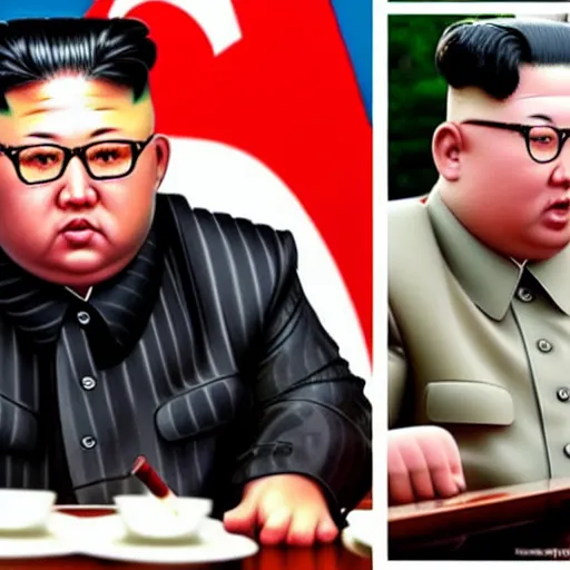 Image similar to kim jong un smoking weed joint in the middle of a war, realistic