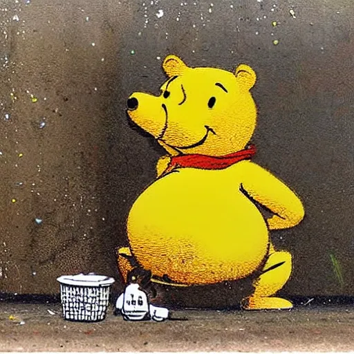 Image similar to pooh by banksy