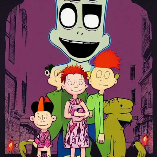 Prompt: the rugrats dark noir poster