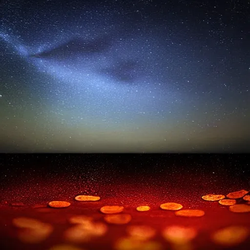 Image similar to pepperoni, night sky, 8k, photograph, photorealistic