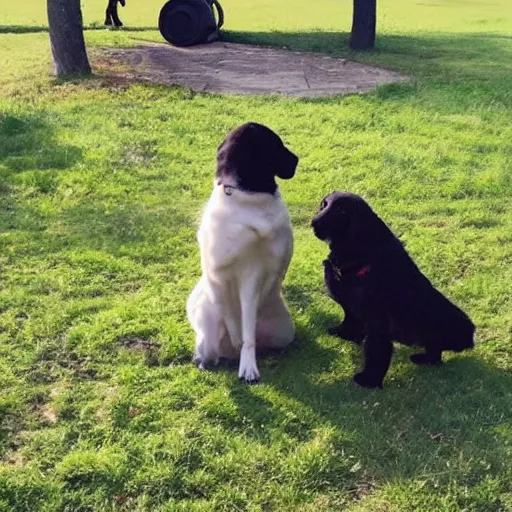 Image similar to doggos mating in the park, eating poo, cute