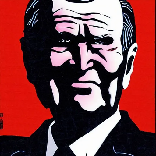 Image similar to George H.W. Bush looking sinister, by Tsutomu Nihei, highly detailed