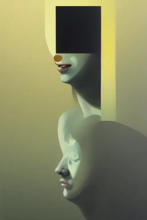 Image similar to woman wearing oculus and digital glitch head edward hopper and james gilleard, zdzislaw beksisnski, higly detailed