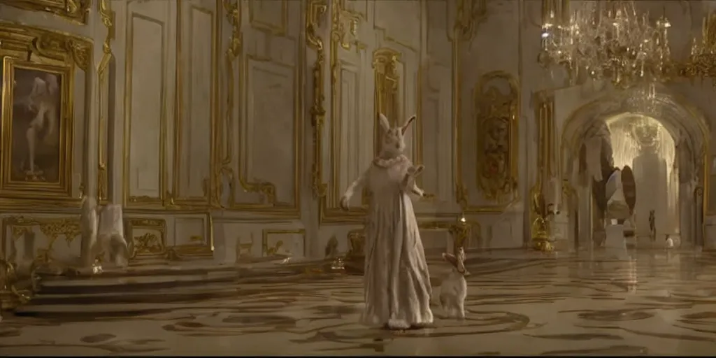 Image similar to a rabbit in the movie russian ark, screenshot