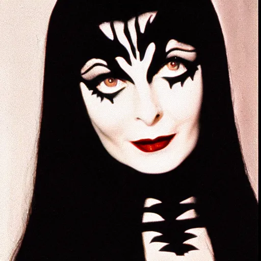 Prompt: Elvira the mistress of darkness as Morticia Addams