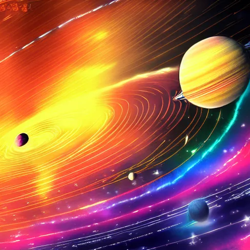 Prompt: an ultradetailed colorful illusturation of a solar system in space by makato shinkai, anime wallpaper 4 k