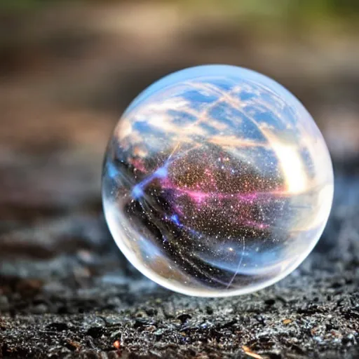 Prompt: crystal ball with a universe inside