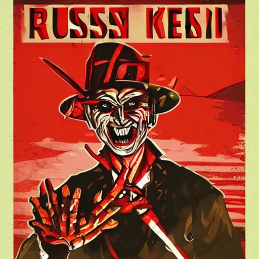 Image similar to Freddy Krueger Russian propaganda poster