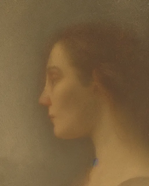 Prompt: a woman's face in profile, made of comet, in the style of the dutch masters and gregory crewdson, dark and moody