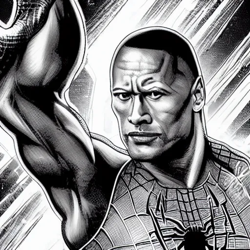 Image similar to dwayne johnson as spiderman