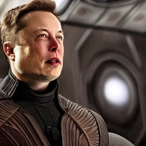 Image similar to Elon Musk as Emperor Shaddam IV, in Dune