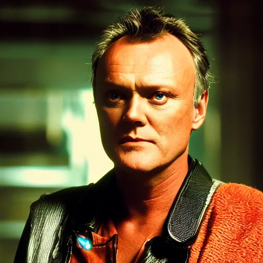 Image similar to Anthony Head as Cyberpunk Uther