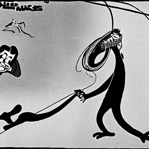 Prompt: charles mingus chasing after a lizard, 1 9 5 0 s cartoon style