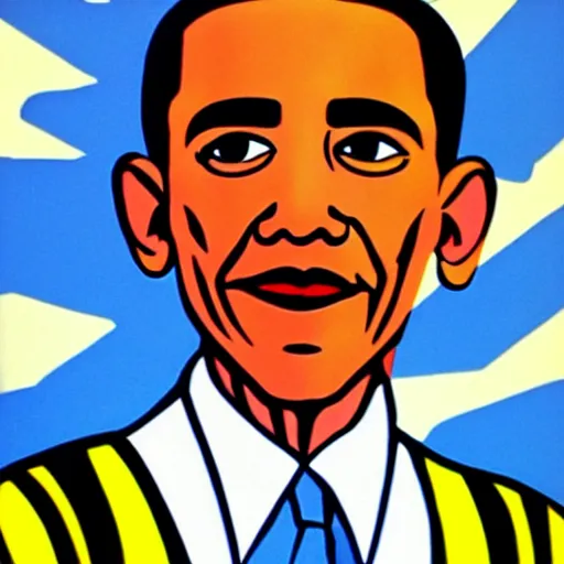 Prompt: Roy Lichtenstein portrait of Obama