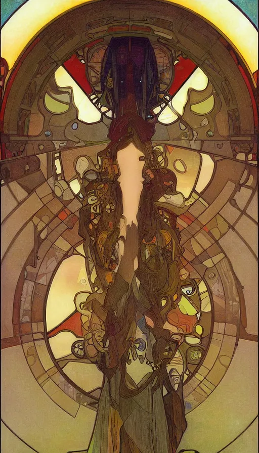 Prompt: techno artwork, by alfons maria mucha