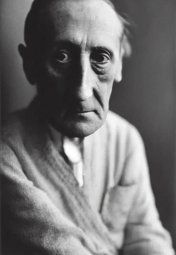 Image similar to a close - up casual photo of marcel duchamp with pensive eyes, 1 9 2 0 s monochrome snapshot, graflex 4 x 5, f 1. 8, 3 5 mm, ilford delta 3 2 0 0 pro