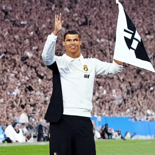 Image similar to ronaldo waving a nazi flag