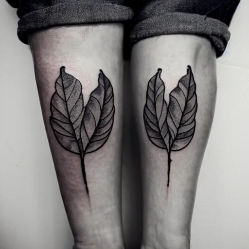 Image similar to black line tattoo of two blueberries with leaves, folk punk styling
