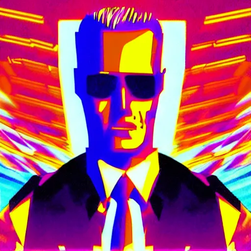 Prompt: Max Headroom synthwave art