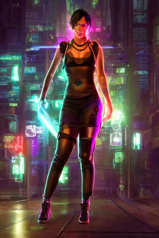 Image similar to a beautiful metahuman cybeted female decker fullbody portrait by echo chernik in the style of shadowrun returns pc game. 8k 3d realistic render. Dark atmosphere volumetric lighting. Cyberpunk feel. Hypermaximalist ultradetailed cinematic charachter concept art. Digital illustration.