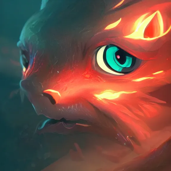 Image similar to a close up image of a cute baby dragon's head, its eyes glinting red as it looks at the camera, by sylvain sarrailh, rossdraws, ambient light, concept art, ultra detailed, fantasy artwork, 8 k, volumetric lighting, trending on artstation, award winning, very beautiful.