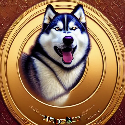 Image similar to beautiful detailed picture of a hershey bar in the shape of a husky, intricate, elegant, highly detailed, my rendition, digital painting, artstation, concept art, smooth, sharp focus, illustration, art by artgerm and greg rutkowski and alphonse mucha