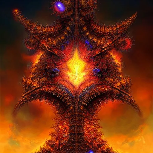 Image similar to fantasy art hyper realistic ai created interesting bizarre fractal fire storm fantastic art award winning best ultra detailed magnificent