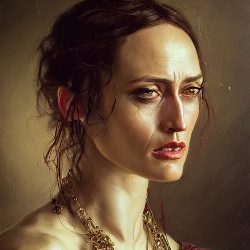Image similar to highly detailed oil painting | very intricate | cinematic lighting | award - winning | portrait of ruta gedmintas with eyepatch | by roberto ferri, by tom bagshaw, by j. c. leyendecker and klimt, american romanticism, by austin osman spare, artstation, cgsociety, official art, octane
