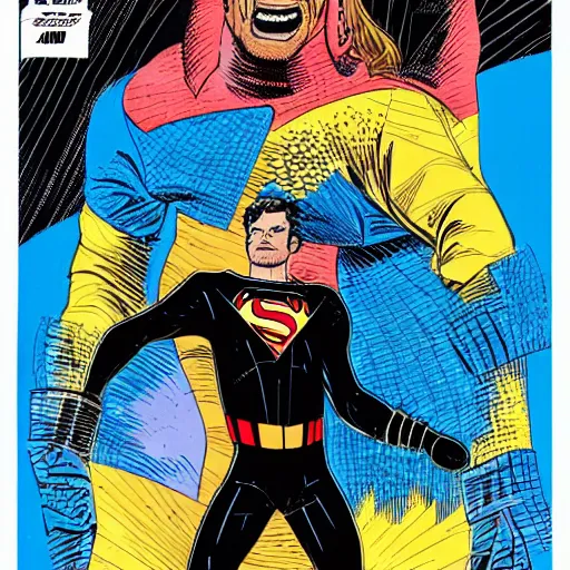 Image similar to dynamic macro full body portrait of sebastian stan super hero in a black sequined jacket by john romita sr and cory walker and ryan ottley and jack kirby and barry windsor - smith, comic, illustration, photo real