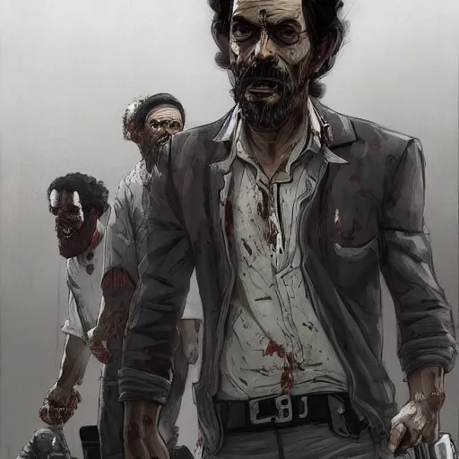 Image similar to don ramon and the chili walking dead game telltale, gigachad black and white trending on artstation, painted by greg rutkowski