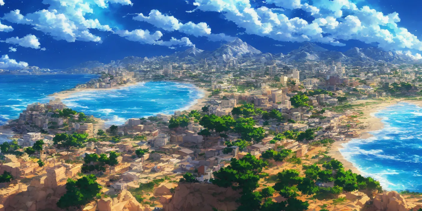 Image similar to beautiful anime Costa Blanca by makoto shinkai, 8k wallpaper