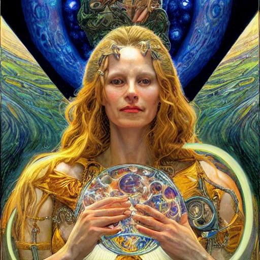 Prompt: the goddess of science, by donato giancola.